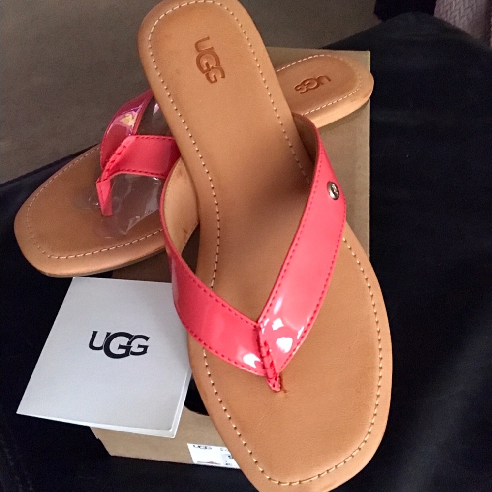 NWT AUTHENTIC UGG THONG Coral Pink SANDALS SZ 9 MUST SEE!!